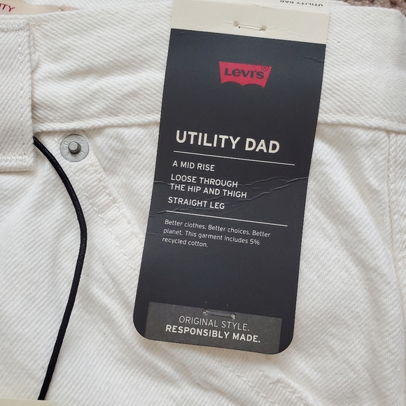 Levi's Cargo Dad * Utility Straight Denim Jeans Ecru - Picture 16 of 16